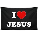 Seekamit I Heart Jeus Flag Cool Funny Flags for College Dorm Room Guys Girls Wall Meme Flags Banner 3x5 Ft Bedroom Man Cave Indoor Outdoor Garden Decor Black