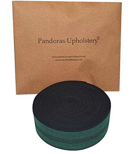 Pandoras Upholstery Replacement Elastic Webbing Chair Seat Settee Supplies, Green - 4m