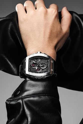 Image of Tsar Bomba Mens Watches Quartz Wristwatch for Men Waterproof 50M Analog Luxury Tonneau Chronograph Calendar Date Men's Dress Business Work Watch Gift for Men