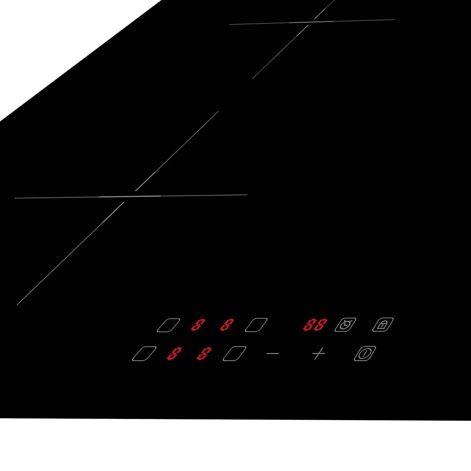 Oranier Kochfeld 80 cm Induktion KFI980 autark - Glaskeramik Induktionskochfeld mit 4 Kochzonen roter LED Anzeige & Touch Control Steuerung