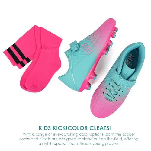 Image of brooman Kids Firm Ground Soccer Cleats Boys Girls Football Cleats with Soccer Socks