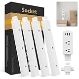 Outlet Extender Stick, Electrical Outlet Extender Stick Plug-Extends 8.26'-44.5', 2 USB-A,USB-C and 2 AC,Fixed at 90 Degree Splicing Type, Power Socket Expander Put Behind Hard to Reach Bed,Sofa etc