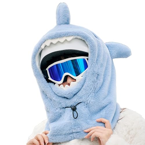 tongfeng Cara completa – Capucha de forro polar de dibujos animados – Suave forro polar resistente al viento para invierno cálido forro polar para montar en motocicleta, escalada de montaña, azul,