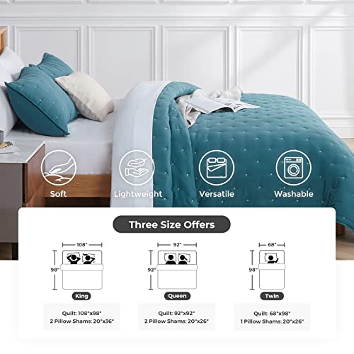 Veeyoo California King Quilt Set - 100% Handmade Quilt Bedspread (108X98 Inches), Soft Microfiber Reversible Coverlet For All Seasons #TOP5