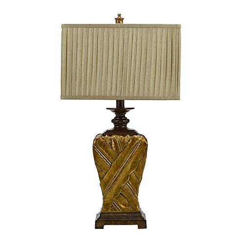 Catalina 21908-000 Traditional 3-Way Wrapped Leaf Table Lamp and Rectangular Pleated Fabric Shade, 32