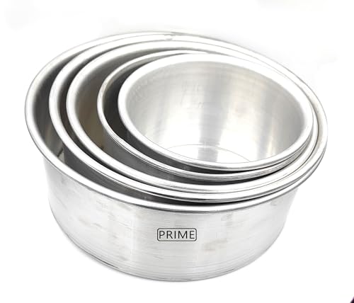 Image of Prime Bakers and Moulders Round Cake Baking Pan Aluminum Tin Mold for Oven (6,7,8,9,10 Inch)