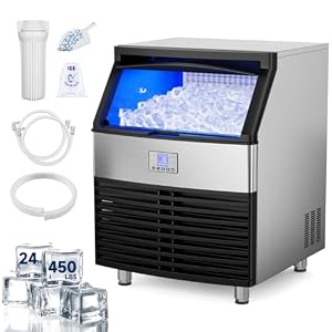 Commercial Ice Maker, 450LBS/24H with 120 LBS Storage Bin