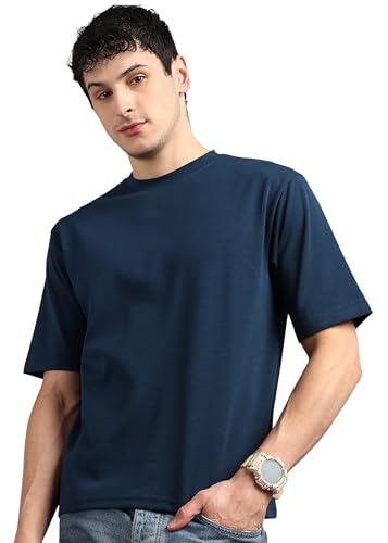 Image of Alan Jones Clothing Men's Oversized Solid T-Shirt | Premium Heavy Fabric | Crew Neck Casual Wear