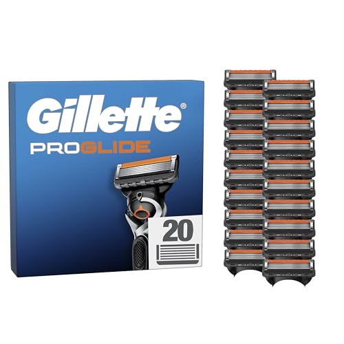 Gillette Proglide Pack de 20 Recambios Para Maquinillas De Afeitar Para Hombre, Cuchillas De Afeitar Con Doble Lubricación y Recortadora De Precisión