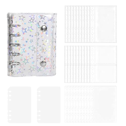Carpeta organizadora de calcomanías, carpeta de almacenamiento de calcomanías, libro holográfico transparente en para notas de estudio, tarjetas dibujadas a mano, niñas, estudiantes, niños