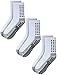 Deluxe Anti Slip Non Skid Slipper Hospital Socks with grips for Adults Men Women (Large, 3 pairs-white)