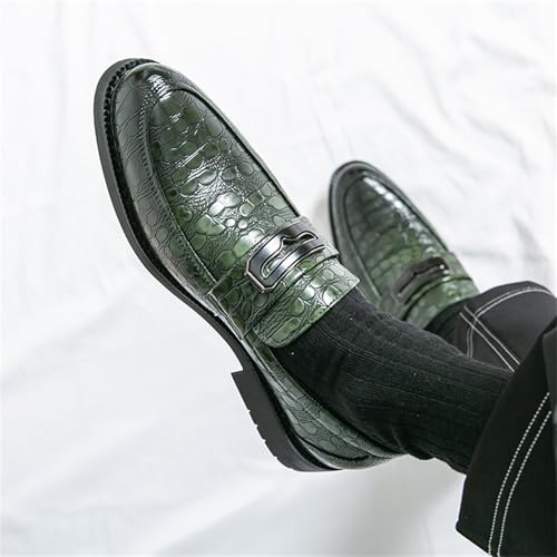 Men's Crocodile Printed Leather Slip On Penny Loafers with Platform Block Heel Business Formal Dress Shoes Lightweight Soft Comfortable Fit for Party Wedding Office Casual Dating4