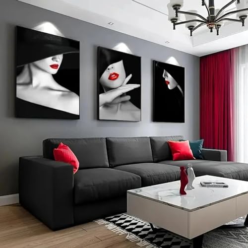 Toile lèvres rouges moderne pour habiller un mur de salon nu