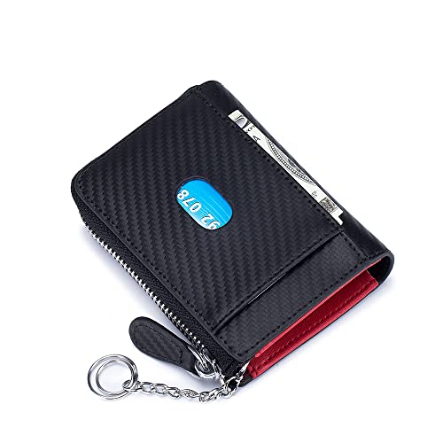 Compact RFID Blocking BAKUN Multi Credit Card Case Slim Wallet with Zipper Pocket Womens Ladies Mini Coin Purse(Black)2