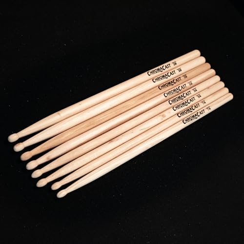 ChromaCast 7A USA Made Hickory Drumsticks 36 Pares - Punta de Madera - Perfectas para bateristas principiantes, intermedios y profesionales - Madera premium de Hickory americana miniatura 3