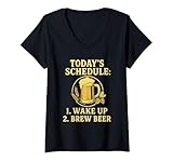 Womens Today's Schedule Brew Beer Funny Homebrewing Homebrewer V-Neck T-Shirt