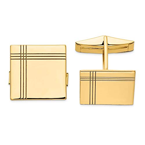 Mancuernillas de oro amarillo 14K rectangulares para hombre miniatura 1