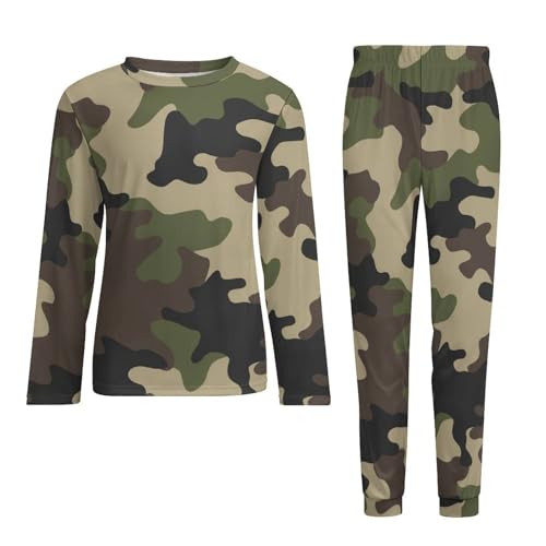 Men's Pajama Suit Army Camo Green Sleepwear Long Sleeve Top & Bottom Pant Loungewear PJ Set Cozy Nightwear4