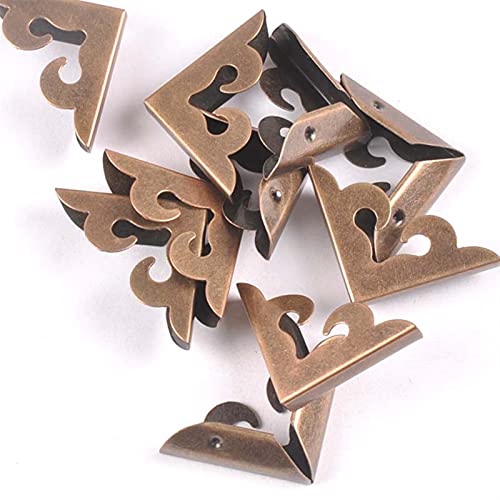 Protection d'angle, protection d'angle Accessoires 20Pcs 27x27x6mm Coins de livre d'angle trilatéraux en métal bronze for boîte Albums Menus Protecteur d'angle Dossiers de bricolage Couverture de bord Cover
