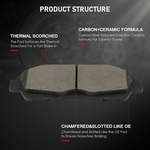 Image of cciyu D1896 Front Ceramic Disc Brake Pads Kit For Buick Enclave 18-20,For Cadillac XT5 17-20,For Cadillac XT6 20,For Chevrolet Blazer 19-20,For Chevrolet Traverse 18-20,For GMC Acadia 17-20