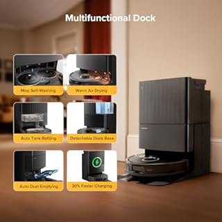 roborock Qrevo S5V Robot Vacuum Cleaner with Mop, FlexiArm Edge Mopping, 12,000Pa Suction, Dual Zero-Tangle System, Smart Obstacle Avoidance, 10mm Mop Lifting, All-in-One Dock, Black