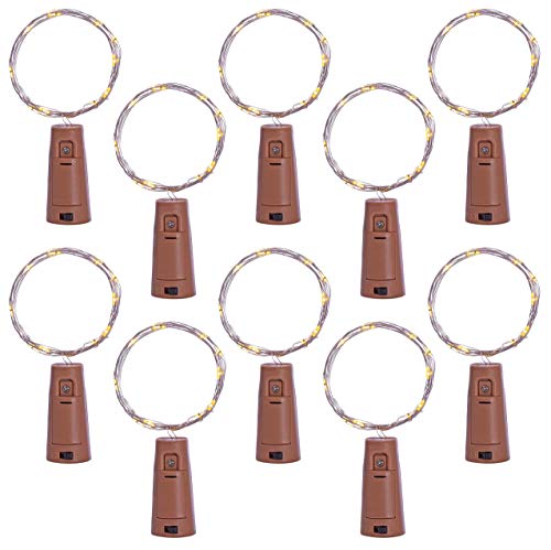 Sterno Home GL42588 LED Cork Wine Bottle Fairy String Lights, 10-Pack, Silver Wire