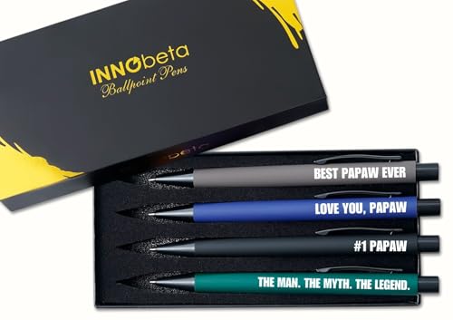 Lot de 4 stylos papaw avec écriture fluide et design rétractable