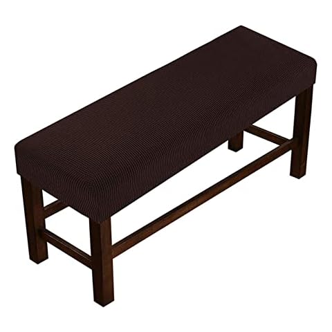 Mqing Stretch Bench Cover, Soft Spandex Piano Seat Cover With Elastic Bottom Jacquard Stool Cover Furniture Protector Covers For Double Bench, Washable-Deep coffee-Small Cover