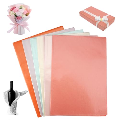 60 Fogli Carta Velina Colorata per Imballaggio, 35 X 50 cm Riutilizzabile Carta perlescente Luccicante, 6 Colori Velina di Colore...