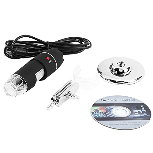 Image of USB Digital Microscope, 1000X Zoom, 8 LEDs, with Stand for Industrial Testing, Laboratory Research
