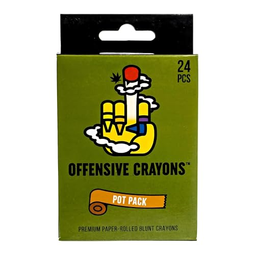 MilkToast Brands Offensive Crayons Pot Pack, 24-Count Adult Crayons with Funny Stoner...