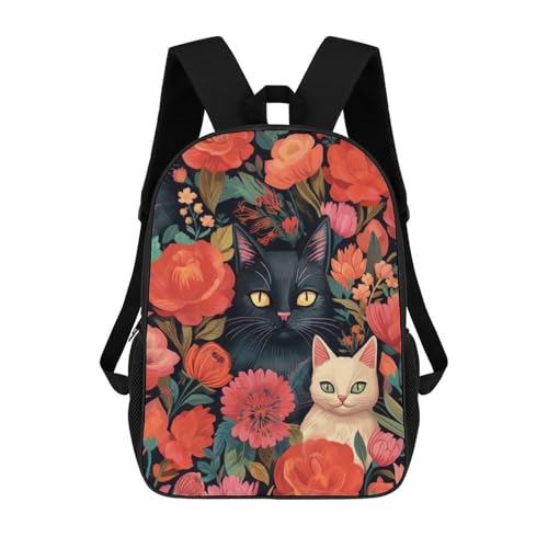 sinyumoney Zaini Per Bambini Stampati in 3D Floral Feline Fantasy Borse Per Libri Ragazzo Ragazza Zaino Scolastico Per Bambini Con Grandi Tasche Per Bambini Scuola 17inch