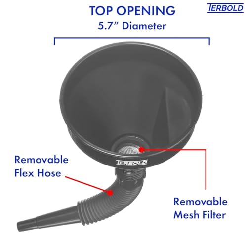 Image of Automotive Flex Funnel with Hose | Wide Mouth Flexible Oil Funnel for Automotive Use - Gas, Transmission Fluid, Car Fuel, Oil Change (Grey)