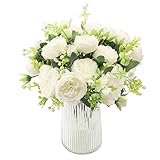 【 Más exquisitos efectos flores】Las cabezas de flores más grandes y estructuradas son las características de estos mini ramos de flores, añádelos a cualquier pieza central de mesa, arreglos florales, decoración de boda es muy impresionante. Las cabezas redondas y completas son súper lindas y elegantes en cualquier arreglo floral.