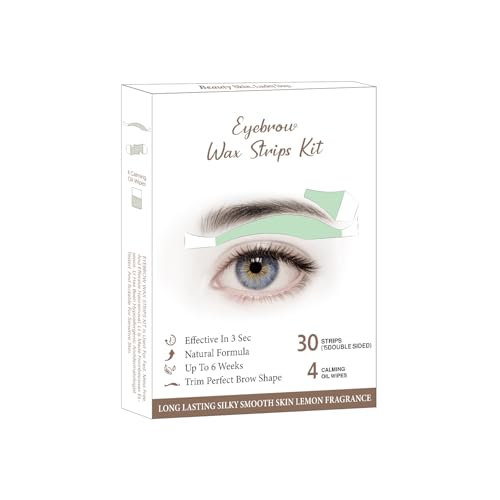 30Pcs Eyebrow Wax Strips - 56 Strip Eyebrow & Upper Lip Hair Remover with 4 Soothing Wipes | Natural Beeswax Formula 3 boxes