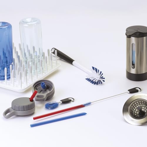 Image of OXO Good Grips Water Bottle Cleaning Set | Brushes for Bottles, Straws and Lids, Nylon Bristles, Storage Ring, Ideal for Cleaning Reusable Bottles