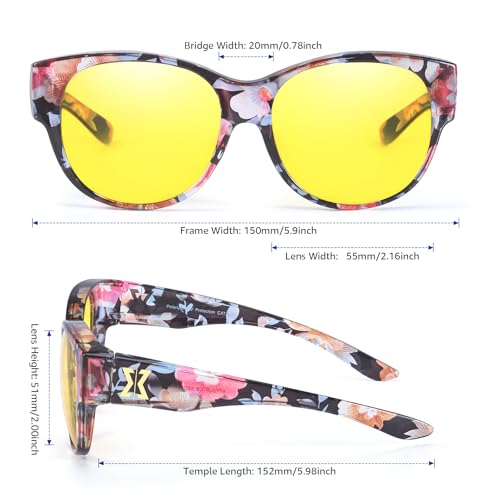 Xfeel Night Driving Glasses Over Prescription Glasses for Women Anti Glare Night Vision Glasses for Low-Light Conditions3