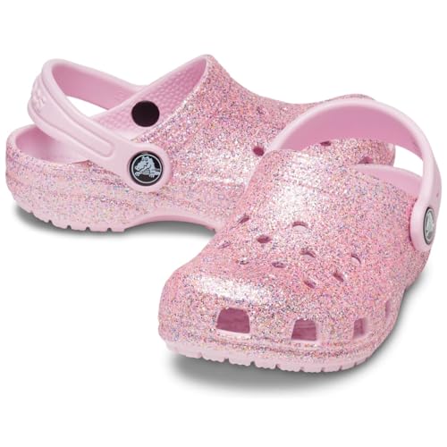 Image of Crocs Kids Unisex Classic Glitter Clog (Toddler) White /Rainbow 5 Toddler M