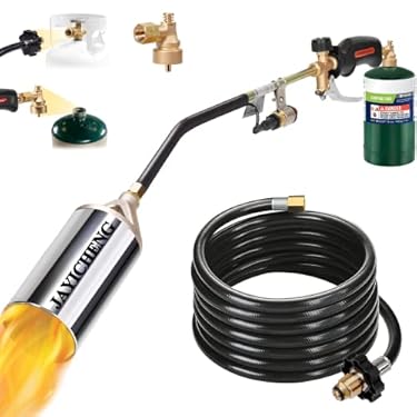 AMAZON - Propane Torch Weed Burner Kit,Weed Torch 800,000 BTU Blow Torch with 1lb Propane Cylinder Converter,9.8 FT Hose Heavy Duty Flamethrower with Turbo Trigger for Flame Weeding,Roofing, Melting Ice Snow