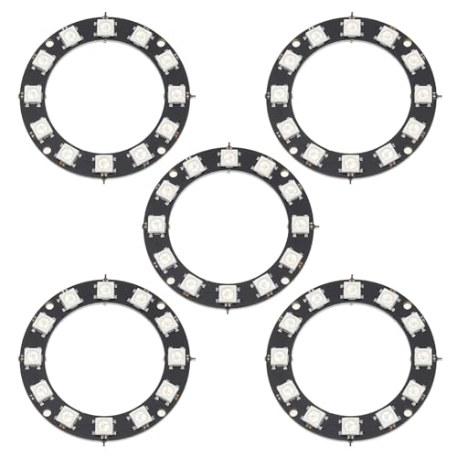 Create idea 5pcs RGB LED Ring 12 Bit RGB LED Strip Light WS2812 5050 LEDs for LED Walls Advertising Karaoke Wedding Decorations Compatible with 5V Logic Level Microcontroller