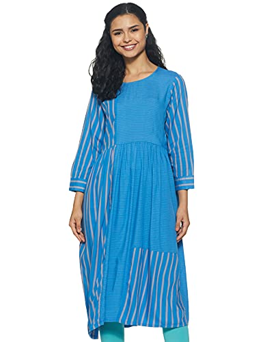Image of Max Women's Striped Three-Quarter Sleeves Rayon A-Line Kurta