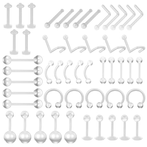 Teegxddy Juego de Piercing de 50 Piezas Cuerpo de Acero quirúrgico Piercing Stud Barbell para ceja Lengua Nariz Oreja Pezón Pezones Ceja Hélice Trago Cartílago Anillo Unisex | Ya disponible en tu tienda friki favorita! En mundofriki.es!