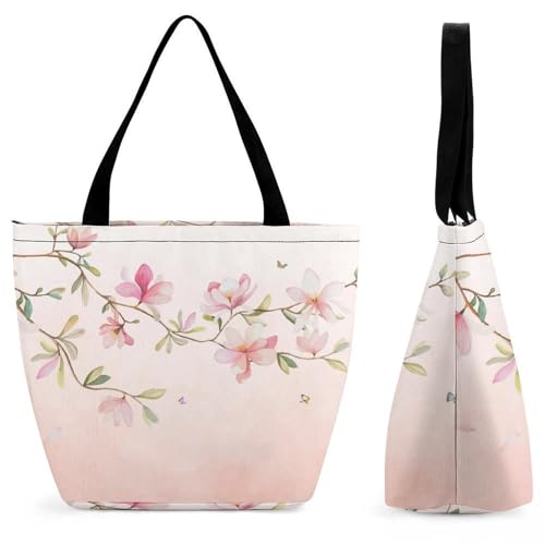 Sac à bandoulière fleur papillon grand volume avec anses renforcées pour le shopping