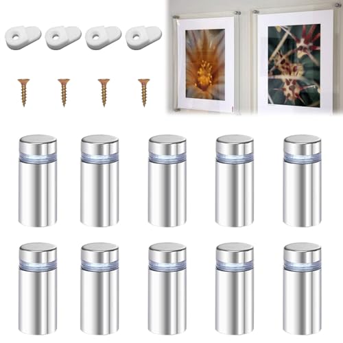 Distanziatori di Vetro,10pcs Distanziali per Targhe,Distanziali per Targhe in Acciaio Inox,Pubblicità Vetro Distanziatore,Chiodi a Vite Pubblicitari,Distanziali Hardware di Montaggio per Insegne
