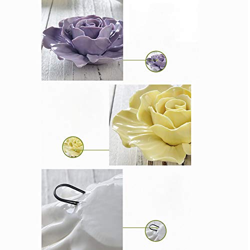 Alycaso Rose Ceramic Flower Wall Décor Artificial 3D Flower Wall Art For Living Room Home Hallway Bedroom Kitchen Farmhouse Bathroom Dining Room, Blue, 5.51 Inch #TOP6