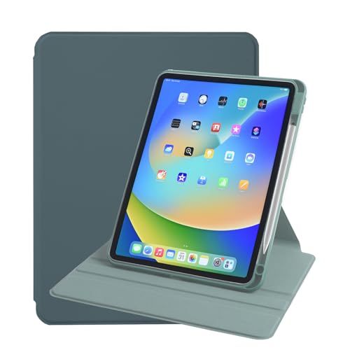 Image of Arctic Fox Smart Folio Rotating Cover Case for iPad Pro 11 inch Cover Case (M4 2024) with Pencil Holder,360 Degree Rotation Protective Stand Cover Clear Back [Auto Sleep Wake Support] - Green
