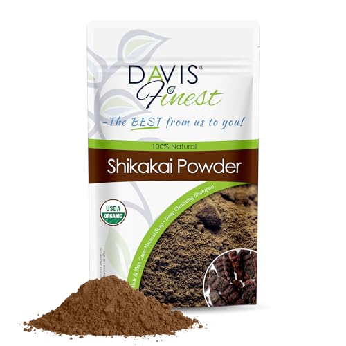 Davis Finest Polvo de Shikakai para Mascarilla de Pelo para Crecimiento de Cabello, 100% Champú Natural, Sin Jabón, pH Equilibrado, Acondicionador de Pelo, Gel de Ducha, Tratamiento Antipiojos, 100 g
