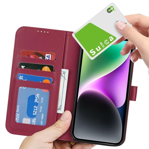 Image of for iPhone 14 Case Wallet with Card Holder,for iPhone 13 Wallet Case for Women Men,PU Leather Shockproof Magnetic Buckle Stand Flip Phone Case-Red
