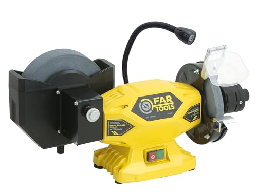Fartools Touret à meuler 400W, meule-meule à eau Ø150&200mm (grain A36 & A80), lampe LED,...