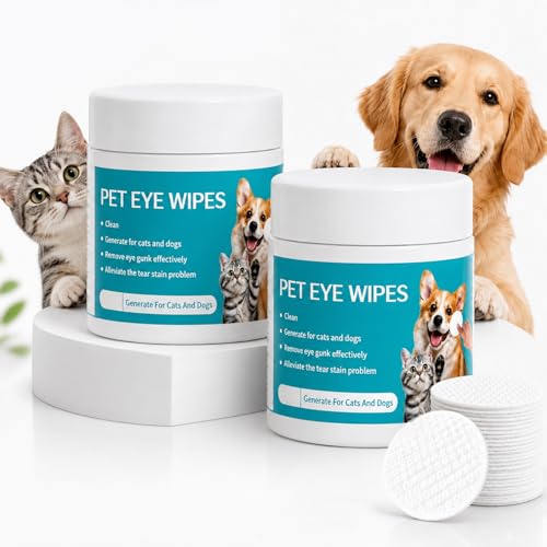LustraBloom 2Boxes Eye Defense Wipes Tear Stain Remover for Pet Gentle Eye Wipes for Dogs Keeps Your Dogs Eyes Clean Daily Eye Cleaning Wipes for Dogs and Cats(100 Wipes/Box)